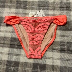 PilyQ PQ Swim Neon Coral S full lace bottoms. NWT